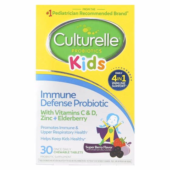 Culturelle, Пробиотики для детей, защита иммунитета, смесь ягод, 30 жевательных таблеток