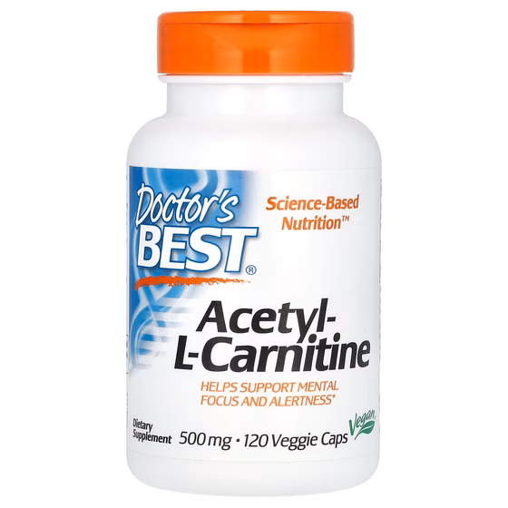 Doctor's Best, ацетил-L-карнитин с карнитинами Biosint, 500 мг, 120 растительных капсул