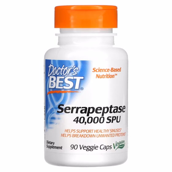Doctor's Best, серрапептаза Best, 40 000 SPU, 90 вегетарианских капсул