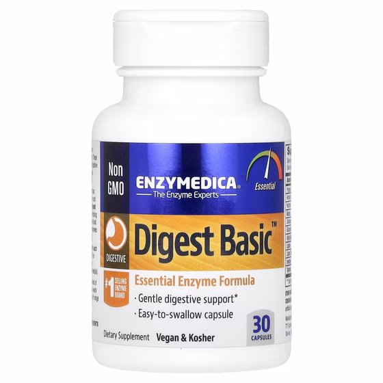 Enzymedica, Digest Basic, формула основных ферментов, 30 капсул
