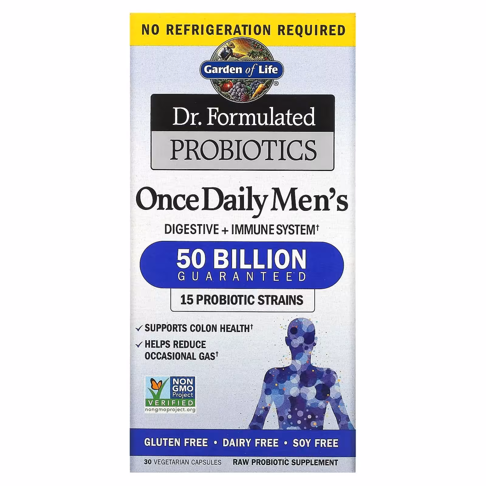 Garden of Life, Dr. Formulated Probiotics, пробиотики, одна таблетка в день для мужчин, 50 миллиардо