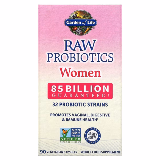 Garden of Life, RAW Probiotics, для женщин, 85 млрд КОЕ, 90 вегетарианских капсул
