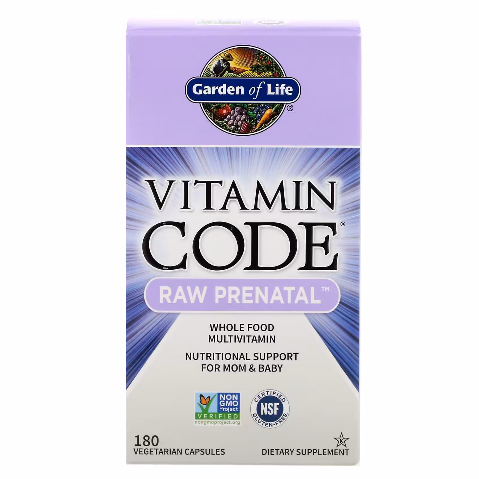 Garden of Life, Vitamin Code, RAW Prenatal, Пренатальные витамины, 180 вегетарианских капсул