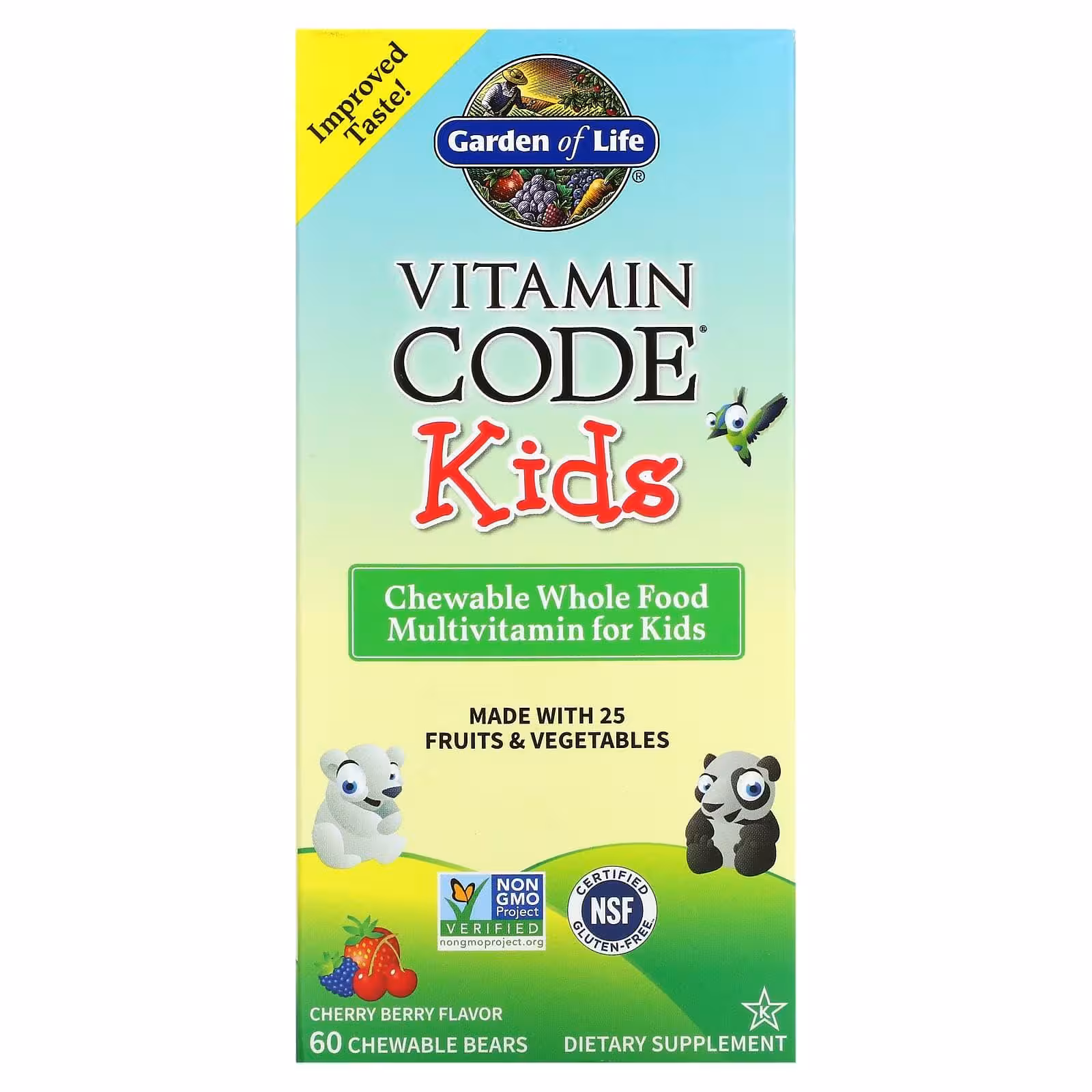 Garden of Life, Vitamin Code, для детей, жевательные цельнопищевые мультивитамины для детей, вишня,