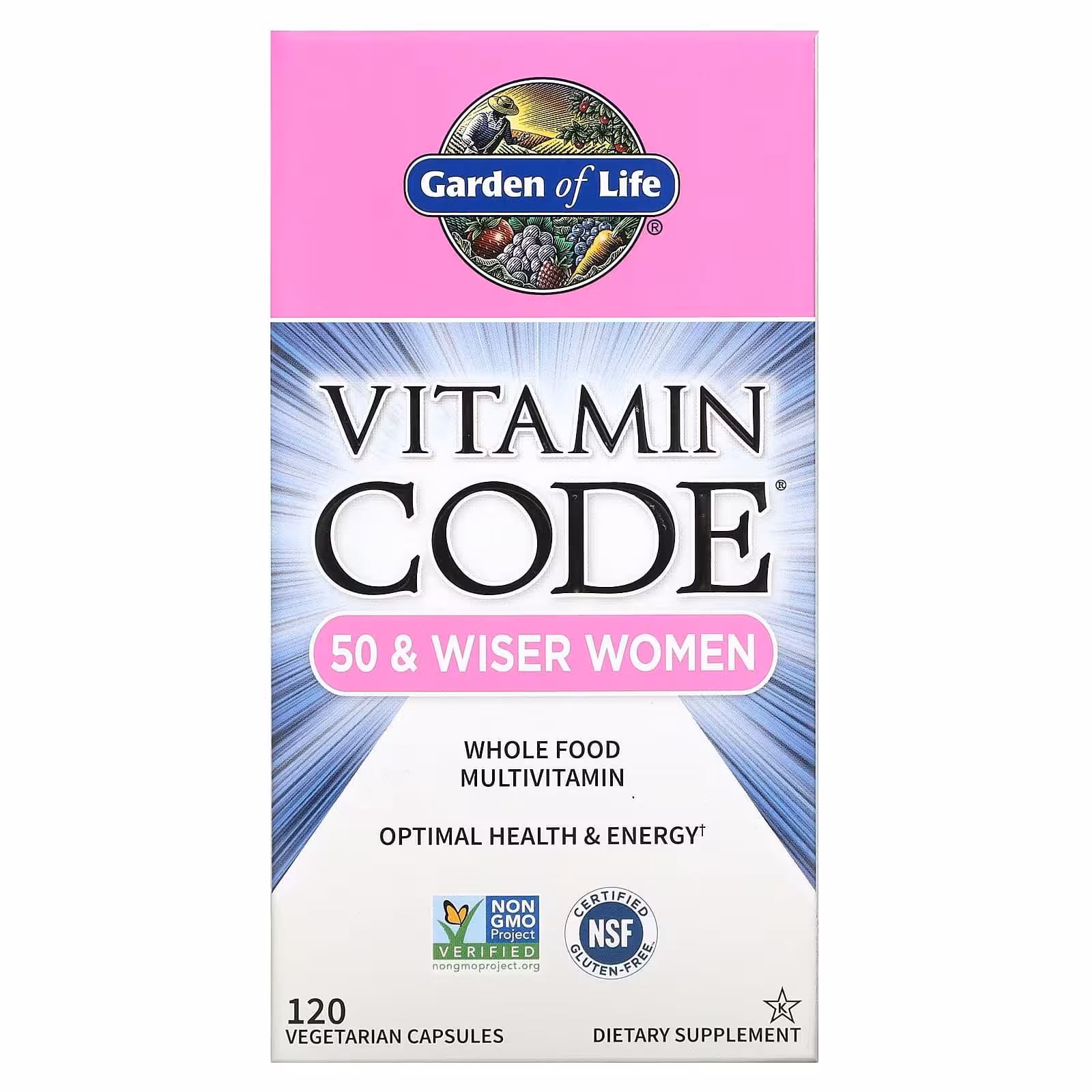 Garden of Life, Vitamin Code, мультивитамины из цельных продуктов для женщин от 50 лет, 120 вегетари