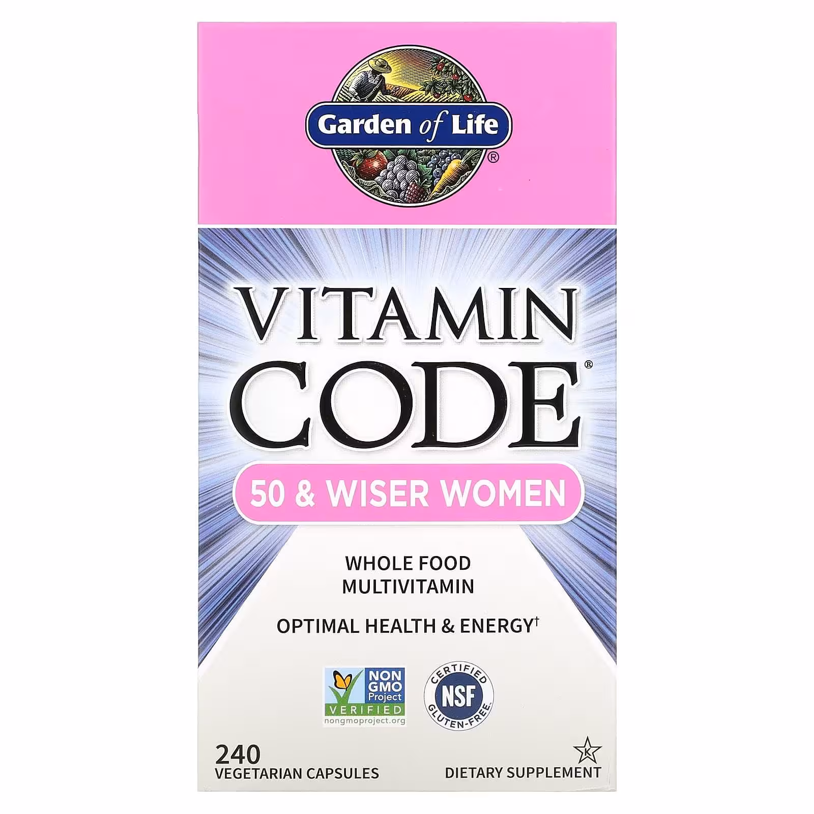 Garden of Life, Vitamin Code, мультивитамины из цельных продуктов для женщин от 50 лет, 240 вегетари