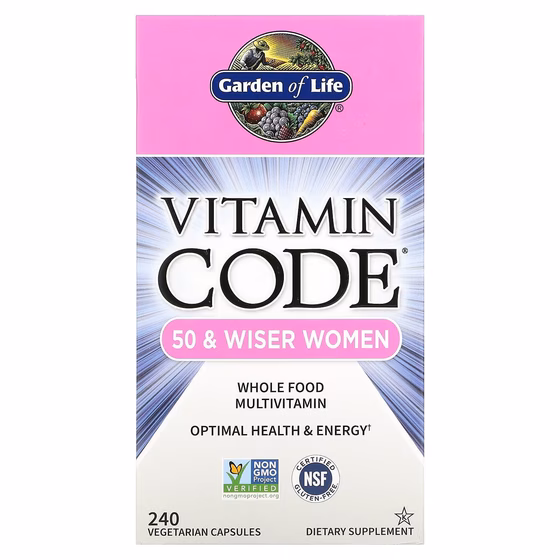 Garden of Life, Vitamin Code, мультивитамины из цельных продуктов для женщин от 50 лет, 240 вегетари