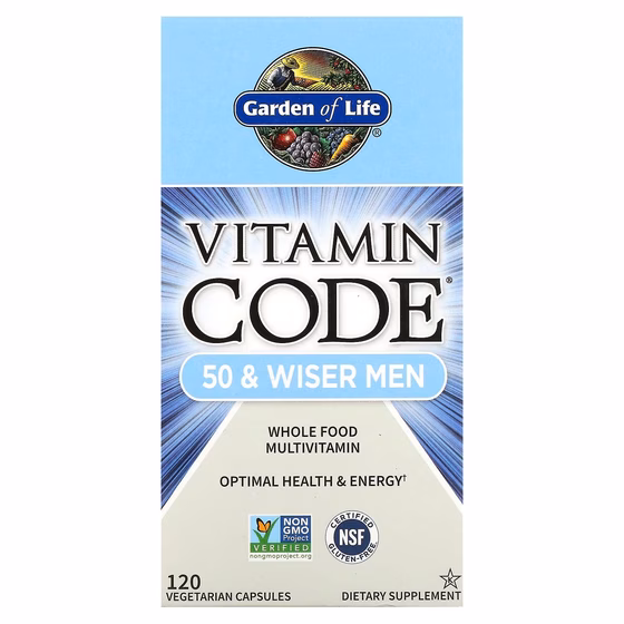 Garden of Life, Vitamin Code, мультивитамины из цельных продуктов для мужчин от 50 лет, 120 вегетари