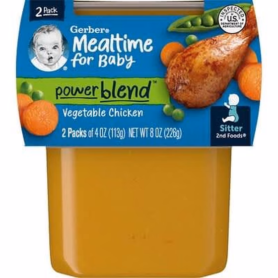 Gerber, Mealtime for Baby, смесь Power, 2nd Foods, курица с овощами, 2 пакетика по 113 г (4 унции)