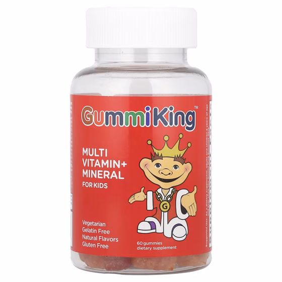 GummiKing, Multi Vitamin + Mineral For Kids, Grape, Lemon, Orange, Strawberry And Cherry Flavor, 60