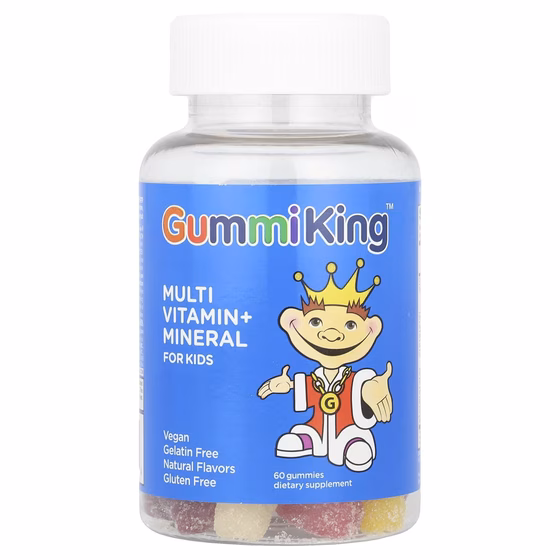 GummiKing, Мультивитаминная и минеральная добавка для детей, вкус клубника, апельсин, лимон