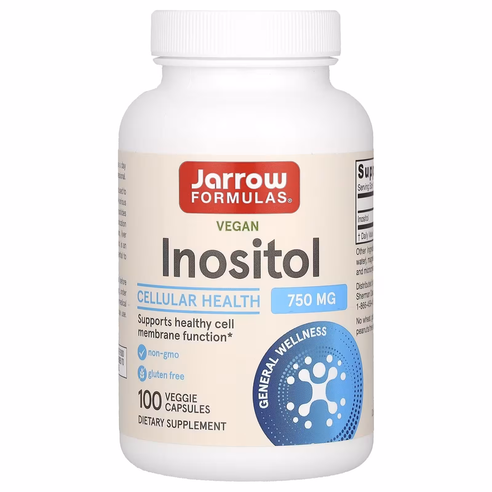Jarrow Formulas, Inositol, 750 mg, 100 Veggie Caps