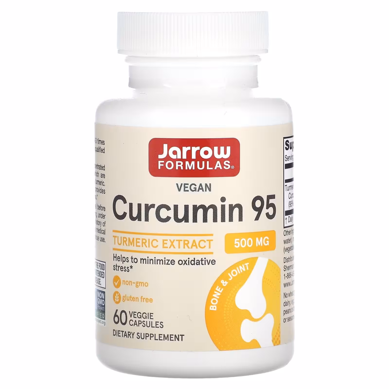 Jarrow Formulas, куркумин 95, 500 мг, 60 растительных капсул