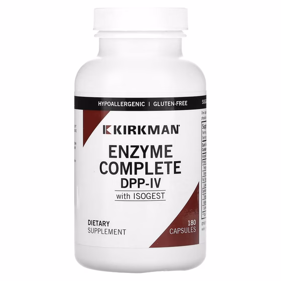 Kirkman Labs, Enzyme Complete, Полный фермент DPP-IV с ISOGEST, 180 капсул