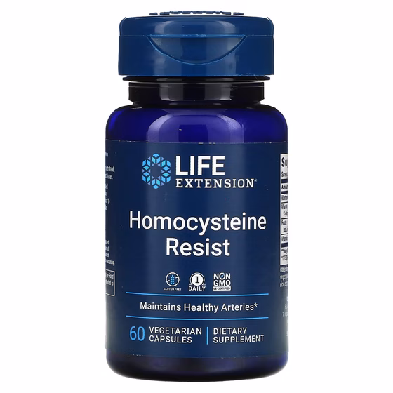 Life Extension, Homocysteine Resist, добавка для поддержания здор уровня гомоцистеина, 60 кап