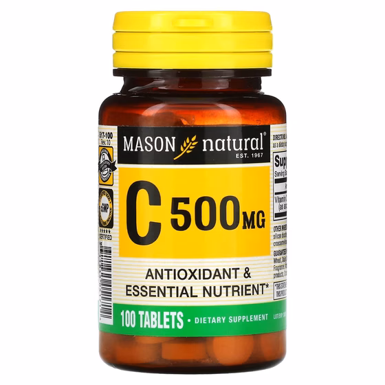 Mason Natural, витамин C, 500 мг, 100 таблеток