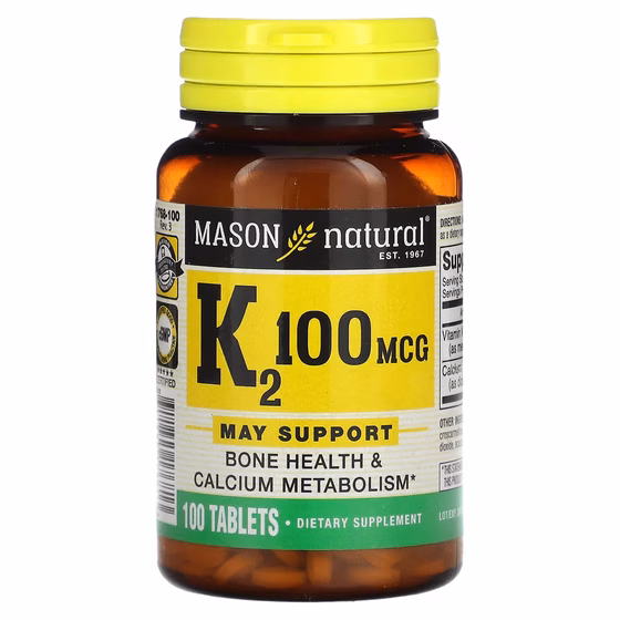 Mason Natural, витамин К2, 100 мкг, 100 таблеток