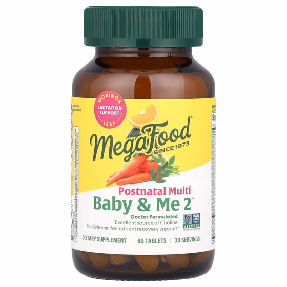 MegaFood, Baby & Me 2, мультивитамины для послеродового периода, 60 таблеток