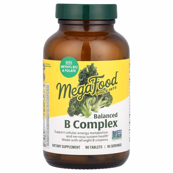 MegaFood, сбалансированный комплекс витаминов группы В, 90 таблеток