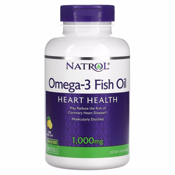 Natrol, рыбий жир омега-3, натуральный лимонный вкус, 1000 мг, 150 мягких таблеток