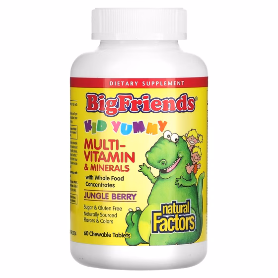 Natural Factors, Big Friends, жевательные мультивитамины и минералы, со вкусом ягод, 60 жеват