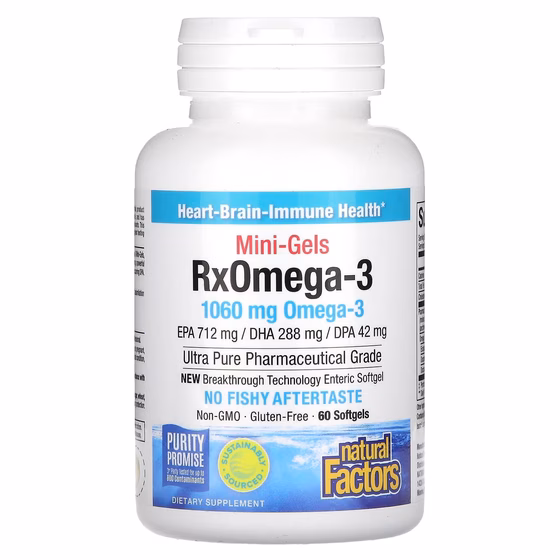 Natural Factors, Mini-Gels RxOmega-3, 500 mg, 60 Enteripure Softgels