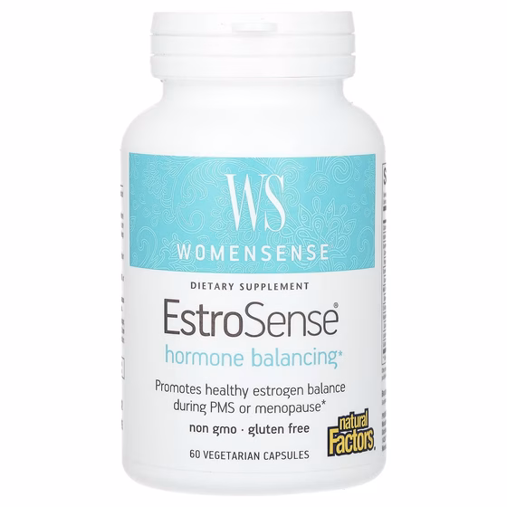 Natural Factors, WomenSense, EstroSense, гормональный баланс, 60 вегетарианских капсул