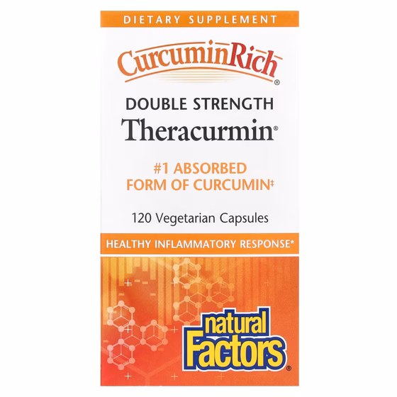 Natural Factors, Препарат CurcuminRich, Double Strength Theracurmin, 120 вегетариан капсул