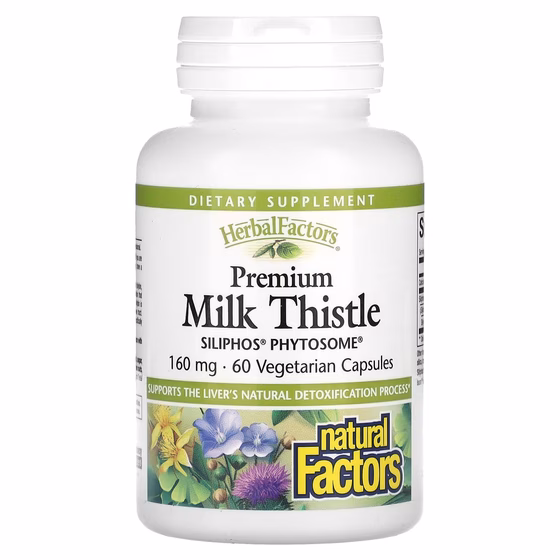 Natural Factors, расторопша высшего качества, 160 мг, 60 вегетарианских капсул