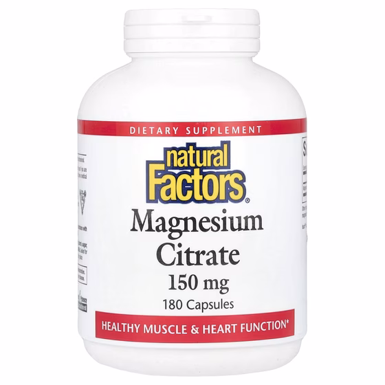 Natural Factors, цитрат магния, 150 мг, 180 капсул