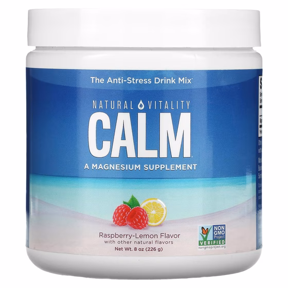 Natural Vitality, CALM, антистрессовая смесь для напитков, малина и лимон, 226 г