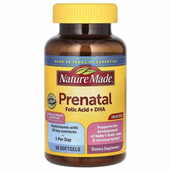 Nature Made, Prenatal Multi + DHA(ДГК), 90 капсул