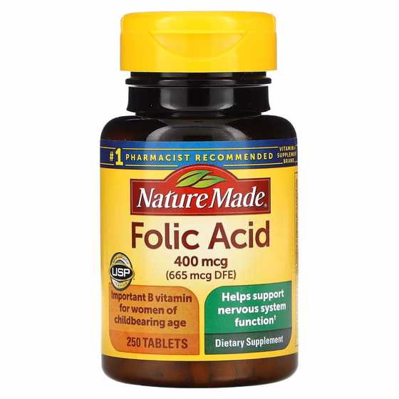 Nature Made, Фолиевая кислота, 400 мкг, 250 таблеток