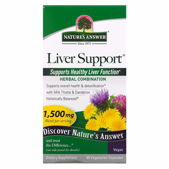 Nature's Answer, поддержка печени, 500 мг, 90 вегетарианских капсул