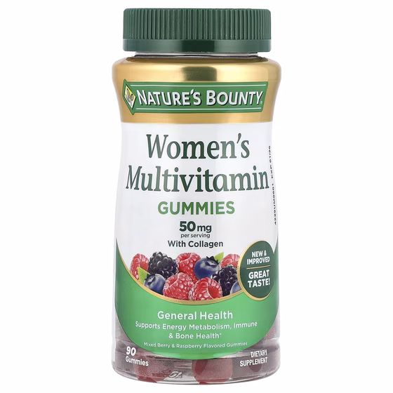 Nature's Bounty, Жевательные мультивитамины для женщин, со вкусом малины, 25 мг, 90 таблеток