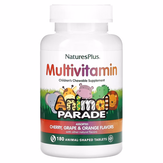 Nature's Plus, Animal Parade, мультивитамины для детей, вишня, виноград и апельсин, 180 таблеток