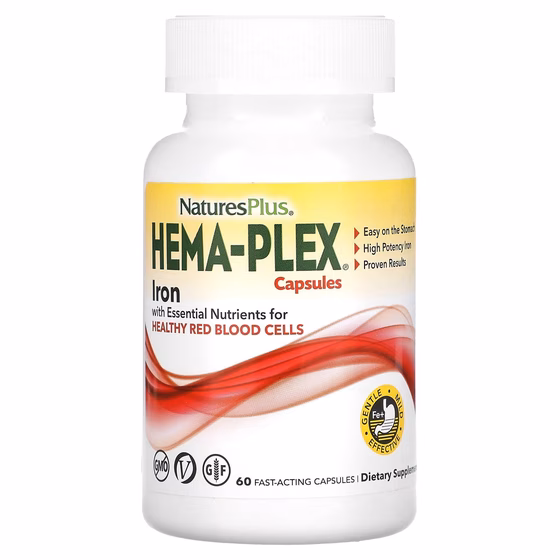 Nature's Plus, Hema-Plex, 60 вегетарианских капсул быстрого действия