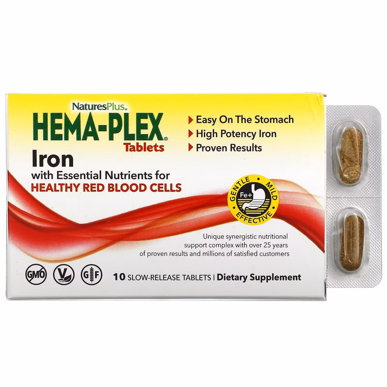 Nature's Plus, Hema-Plex, Iron with Essential Nutrients for Healthy Red Blood Cells , 10 Slow Releas