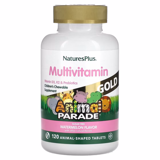 Nature's Plus, Animal Parade, Gold, Мультивитаминная добавка для детей, Вкус арбуза, 120 таблеток