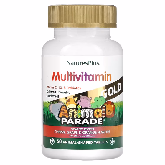 Nature's Plus, Source of Life, Animal Parade Gold, жевательные мультивитамины с микроэлементами для