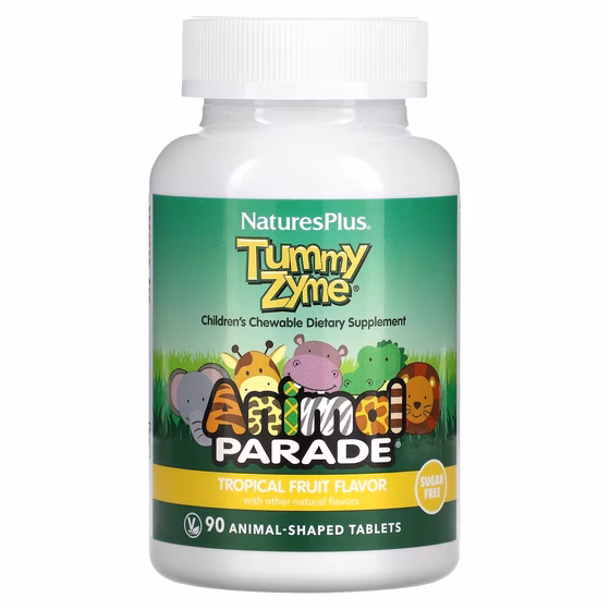 Nature's Plus, Source of Life, Animal Parade, Tummy Zyme с активными ферментами, 90 таблеток