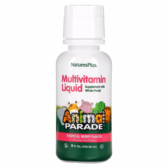 Nature's Plus, Source of Life, Animal Parade, жидкие мультивитамины для детей, вкус натуральных