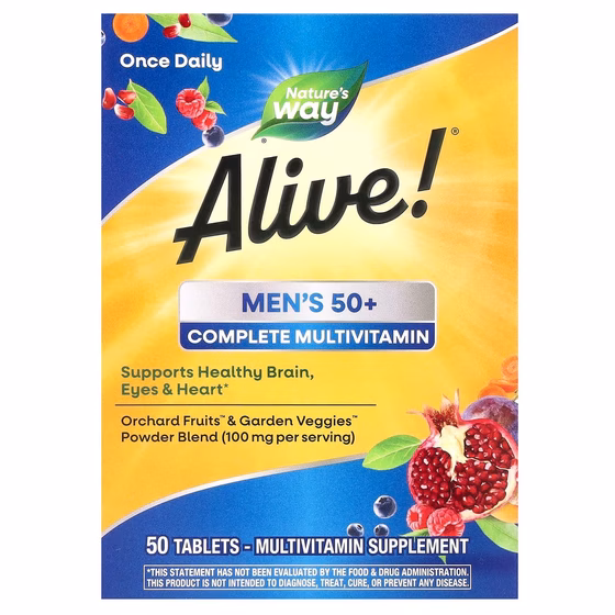 Nature's Way, Alive! Men's 50+ Complete Multivitamin, 50 Tablets