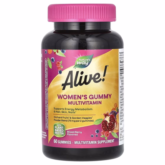 Nature's Way, Alive! полноценный мультивитаминный комплекс для женщин, ягодный вкус, 60 жевательных
