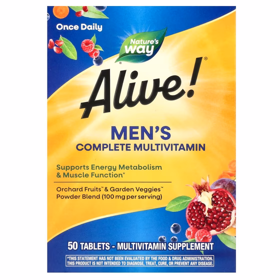 Nature's Way, Alive!, Men's Energy Complete Multivitamin, 50 Tablets