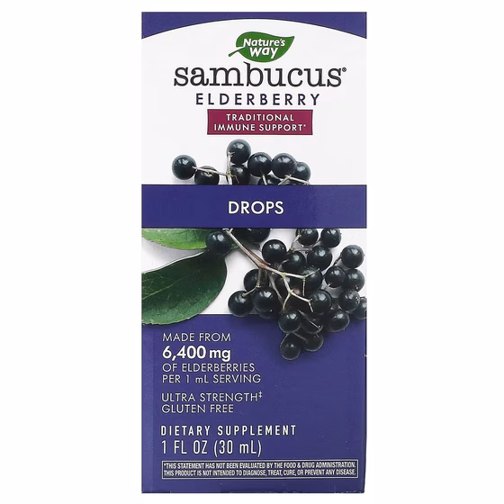 Nature's Way, Бузина, капли, 30 мл (1 жидк. Унция)