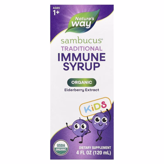 Nature's Way, органический сироп из бузины для детей, экстракт бузины, 120 мл