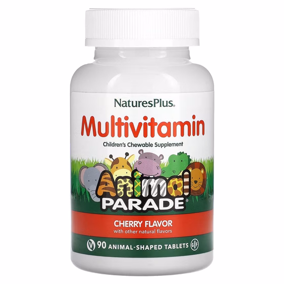 Nature's Plus, Animal Parade, Детские жевательные мультивитамины, Вкус апельсина, 90 таблеток