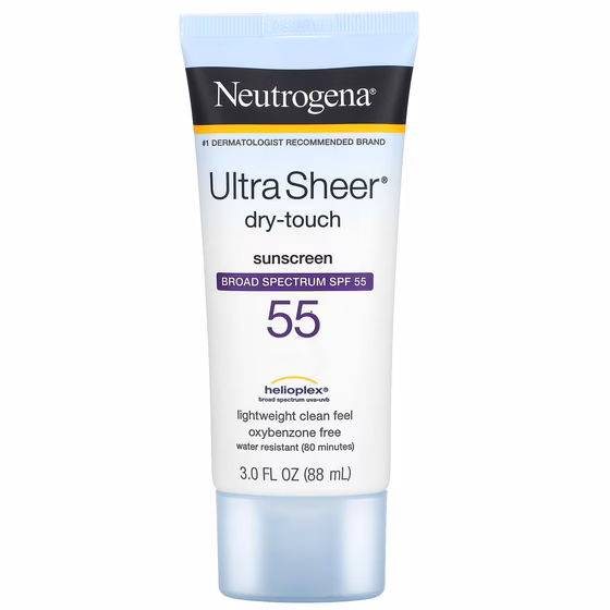 Neutrogena, Ultra Sheer, солнцезащитное средство с текстурой «сухое прикосновение», SPF 55, 88 мл (3
