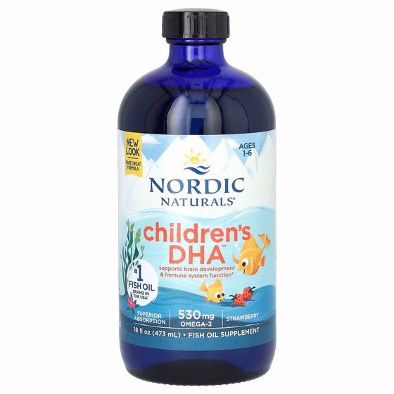 Nordic Naturals, Children's DHA, клубника, для детей в возрасте от 1 года до 6 лет, 530 мг, 473 мл (